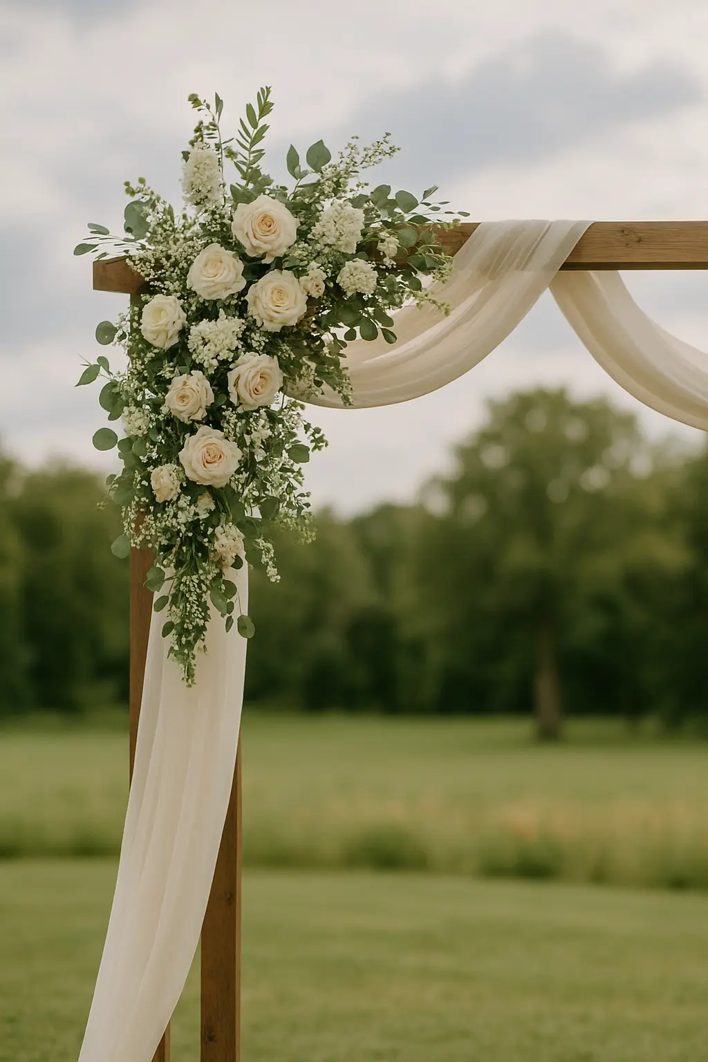 A Floral Wedding Arch in white flowers