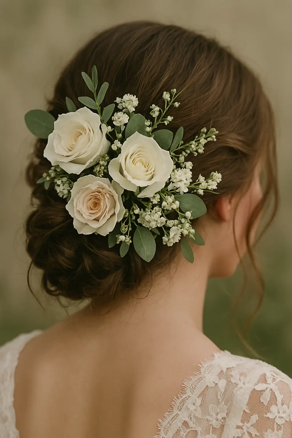A wedding Floral Hair adornment in white